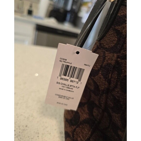 Coach Etta Flap Shoulder Bag in Signature Chenille Truffle CCe58IMA7U - Picture 3 of 5